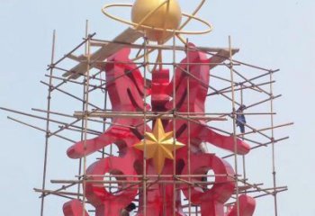 萬盛景觀科技之星雕塑選用,美陳雕塑,抽象不銹鋼科技之星雕塑標準